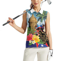 Personalized Boricua El Morro Women Sleeveless Polo Shirt Puerto Rico Sun Coqui - Wonder Print Shop
