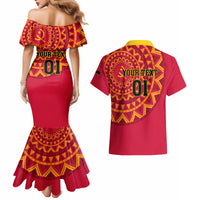 Angola Football Couples Matching Mermaid Dress and Hawaiian Shirt Go Palancas Negras Red Version - Wonder Print Shop