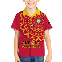 Angola Football Family Matching Off Shoulder Long Sleeve Dress and Hawaiian Shirt Go Palancas Negras Red Version - Wonder Print Shop