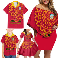 Angola Football Family Matching Off Shoulder Short Dress and Hawaiian Shirt Go Palancas Negras Red Version - Wonder Print Shop