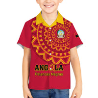 Angola Football Family Matching Short Sleeve Bodycon Dress and Hawaiian Shirt Go Palancas Negras Red Version - Wonder Print Shop