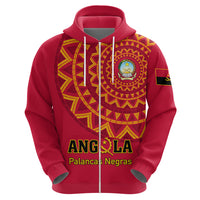 Angola Football Zip Hoodie Go Palancas Negras Red Version - Wonder Print Shop