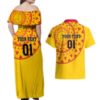 Angola Football Couples Matching Off Shoulder Maxi Dress and Hawaiian Shirt Go Palancas Negras Yellow Version - Wonder Print Shop