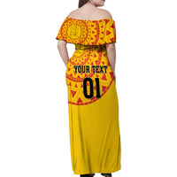 Angola Football Family Matching Off Shoulder Maxi Dress and Hawaiian Shirt Go Palancas Negras Yellow Version - Wonder Print Shop