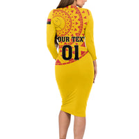 Angola Football Long Sleeve Bodycon Dress Go Palancas Negras Yellow Version - Wonder Print Shop