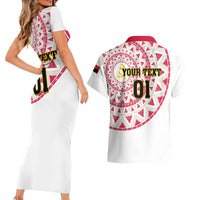 Angola Football Couples Matching Short Sleeve Bodycon Dress and Hawaiian Shirt Go Palancas Negras White Version - Wonder Print Shop