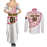 Angola Football Couples Matching Summer Maxi Dress and Long Sleeve Button Shirt Go Palancas Negras White Version - Wonder Print Shop