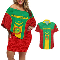 Mauritania Football Couples Matching Off Shoulder Short Dress and Hawaiian Shirt Go Lions of Chinguetti - Wonder Print Shop