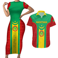Mauritania Football Couples Matching Short Sleeve Bodycon Dress and Hawaiian Shirt Go Lions of Chinguetti - Wonder Print Shop