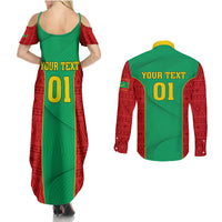 Mauritania Football Couples Matching Summer Maxi Dress and Long Sleeve Button Shirt Go Lions of Chinguetti - Wonder Print Shop