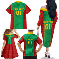 Mauritania Football Family Matching Off Shoulder Long Sleeve Dress and Hawaiian Shirt Go Lions of Chinguetti - Wonder Print Shop