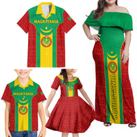 Mauritania Football Family Matching Off Shoulder Maxi Dress and Hawaiian Shirt Go Lions of Chinguetti - Wonder Print Shop