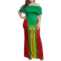 Mauritania Football Family Matching Off Shoulder Maxi Dress and Hawaiian Shirt Go Lions of Chinguetti - Wonder Print Shop