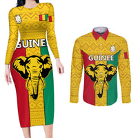 Guinea Football Couples Matching Long Sleeve Bodycon Dress and Long Sleeve Button Shirt Come On Syli National - Wonder Print Shop