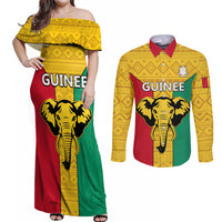 Guinea Football Couples Matching Off Shoulder Maxi Dress and Long Sleeve Button Shirt Come On Syli National - Wonder Print Shop