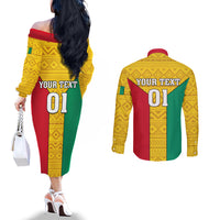 Guinea Football Couples Matching Off The Shoulder Long Sleeve Dress and Long Sleeve Button Shirt Come On Syli National
