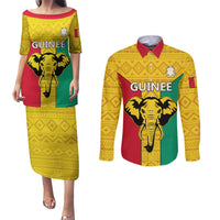 Guinea Football Couples Matching Puletasi and Long Sleeve Button Shirt Come On Syli National - Wonder Print Shop