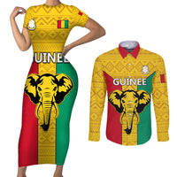 Guinea Football Couples Matching Short Sleeve Bodycon Dress and Long Sleeve Button Shirt Come On Syli National - Wonder Print Shop