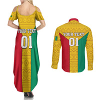Guinea Football Couples Matching Summer Maxi Dress and Long Sleeve Button Shirt Come On Syli National - Wonder Print Shop