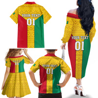 Guinea Football Family Matching Off Shoulder Long Sleeve Dress and Hawaiian Shirt Come On Syli National - Wonder Print Shop