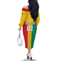 Guinea Football Family Matching Off Shoulder Long Sleeve Dress and Hawaiian Shirt Come On Syli National - Wonder Print Shop