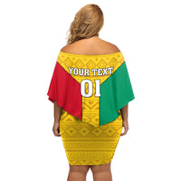 Guinea Football Family Matching Off Shoulder Short Dress and Hawaiian Shirt Come On Syli National - Wonder Print Shop