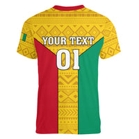 Guinea Football Women V Neck T Shirt Come On Syli National - Wonder Print Shop