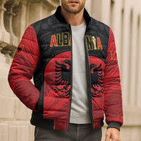 Custom Football 2026 Albania Black Bomber Puffer Jacket Kuqezinjte Come On
