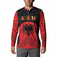 Custom Football 2026 Albania Black Button Sweatshirt Kuqezinjte Come On