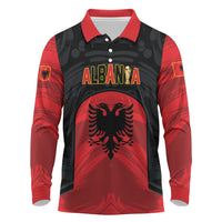Custom Football 2026 Albania Black Long Sleeve Polo Shirt Kuqezinjte Come On