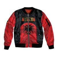 Custom Football 2026 Albania Black Sleeve Zip Bomber Jacket Kuqezinjte Come On