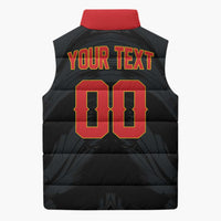 Custom Football 2026 Albania Black Sleeveless Puffer Jacket Kuqezinjte Come On