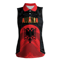 Custom Football 2026 Albania Black Women Sleeveless Polo Shirt Kuqezinjte Come On