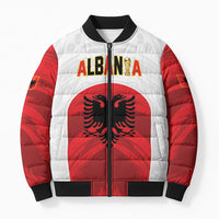 Custom Football 2026 Albania White Bomber Puffer Jacket Kuqezinjte Come On