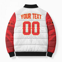 Custom Football 2026 Albania White Bomber Puffer Jacket Kuqezinjte Come On
