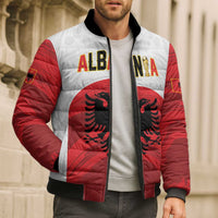 Custom Football 2026 Albania White Bomber Puffer Jacket Kuqezinjte Come On
