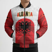 Custom Football 2026 Albania White Bomber Puffer Jacket Kuqezinjte Come On
