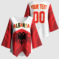 Custom Football 2026 Albania White Kimono Sleeve Blouse Kuqezinjte Come On