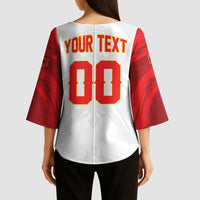 Custom Football 2026 Albania White Kimono Sleeve Blouse Kuqezinjte Come On