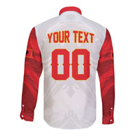 Custom Football 2026 Albania White Long Sleeve Button Shirt Kuqezinjte Come On