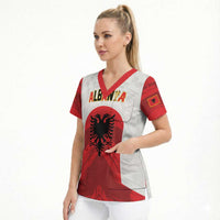 Custom Football 2026 Albania White Scrub Top Kuqezinjte Come On