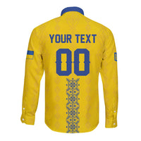 Custom Football 2026 Ukraine Long Sleeve Button Shirt Slava Ukraini