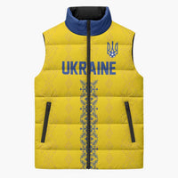 Custom Football 2026 Ukraine Sleeveless Puffer Jacket Slava Ukraini