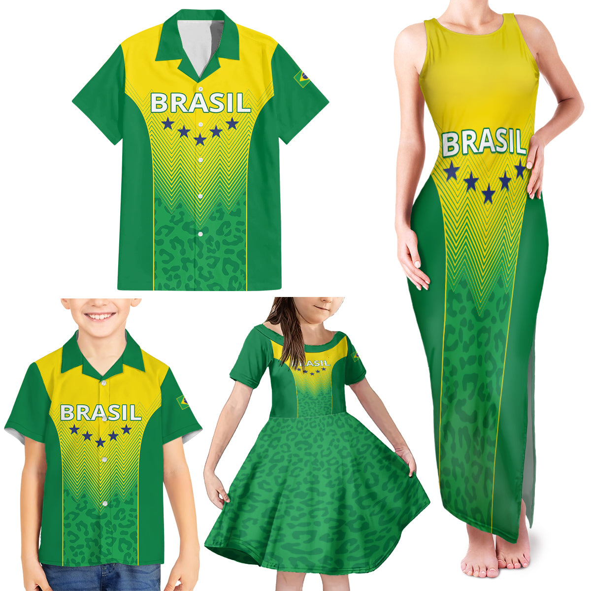 Personalized Brazil 2024 Family Matching Tank Maxi Dress and Hawaiian Shirt Selecao Brasileira