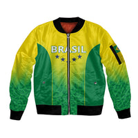 Personalized Brazil 2024 Sleeve Zip Bomber Jacket Selecao Brasileira - Wonder Print Shop