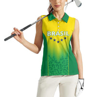 Personalized Brazil 2024 Women Sleeveless Polo Shirt Selecao Brasileira - Wonder Print Shop
