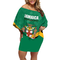 Personalized Jamaica 2024 Family Matching Off Shoulder Short Dress and Hawaiian Shirt Jumieka Reggae Boyz - Wonder Print Shop
