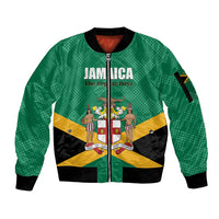 Personalized Jamaica 2024 Sleeve Zip Bomber Jacket Jumieka Reggae Boyz - Wonder Print Shop