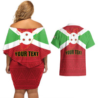 Personalized Burundi Couples Matching Off Shoulder Short Dress and Hawaiian Shirt Coat Of Arms African Pattern - Wonder Print Shop