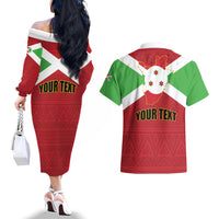 Personalized Burundi Couples Matching Off The Shoulder Long Sleeve Dress and Hawaiian Shirt Coat Of Arms African Pattern - Wonder Print Shop